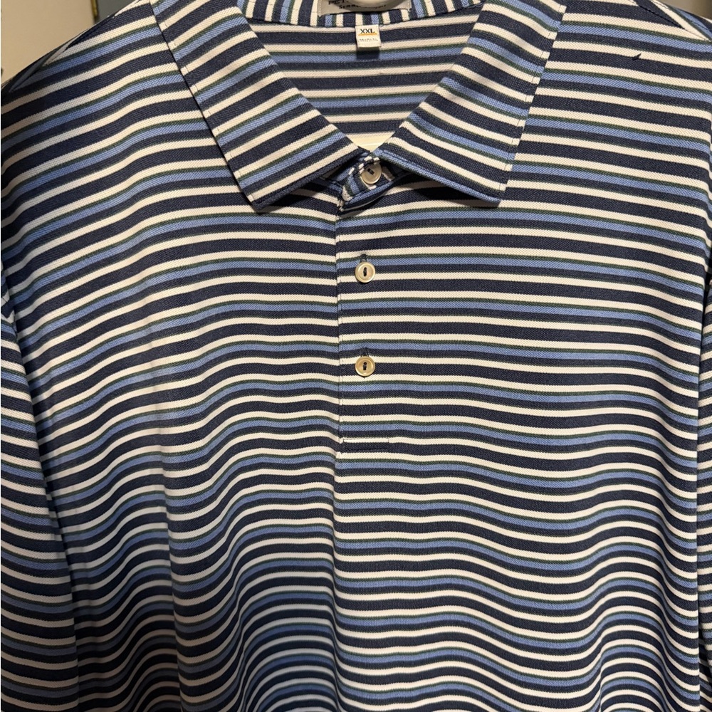 Peter Millar Navy, Light Blue & White Striped Polo